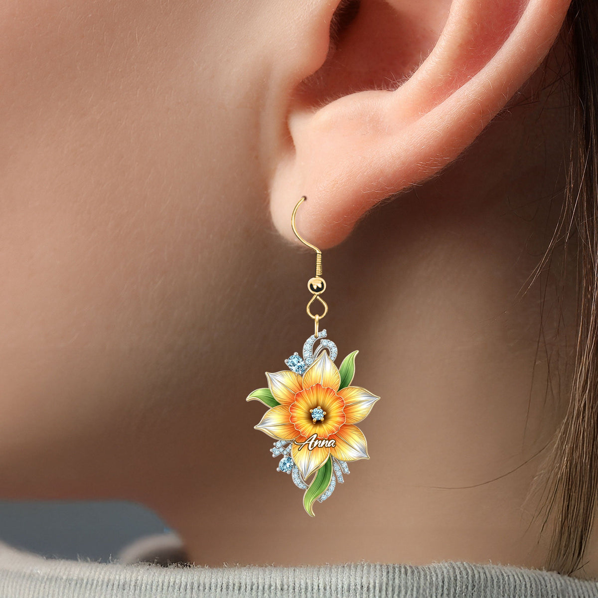 Birth Month Flower Earrings - Personalized Gifts For Her 03huti030725-Homacus