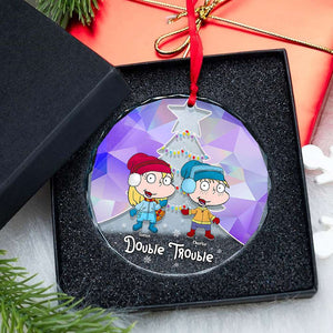 Personalized Gifts For Family Crystal Ornament, Cute Mischievous Kids Double Trouble 04QHTI291024HG-Homacus