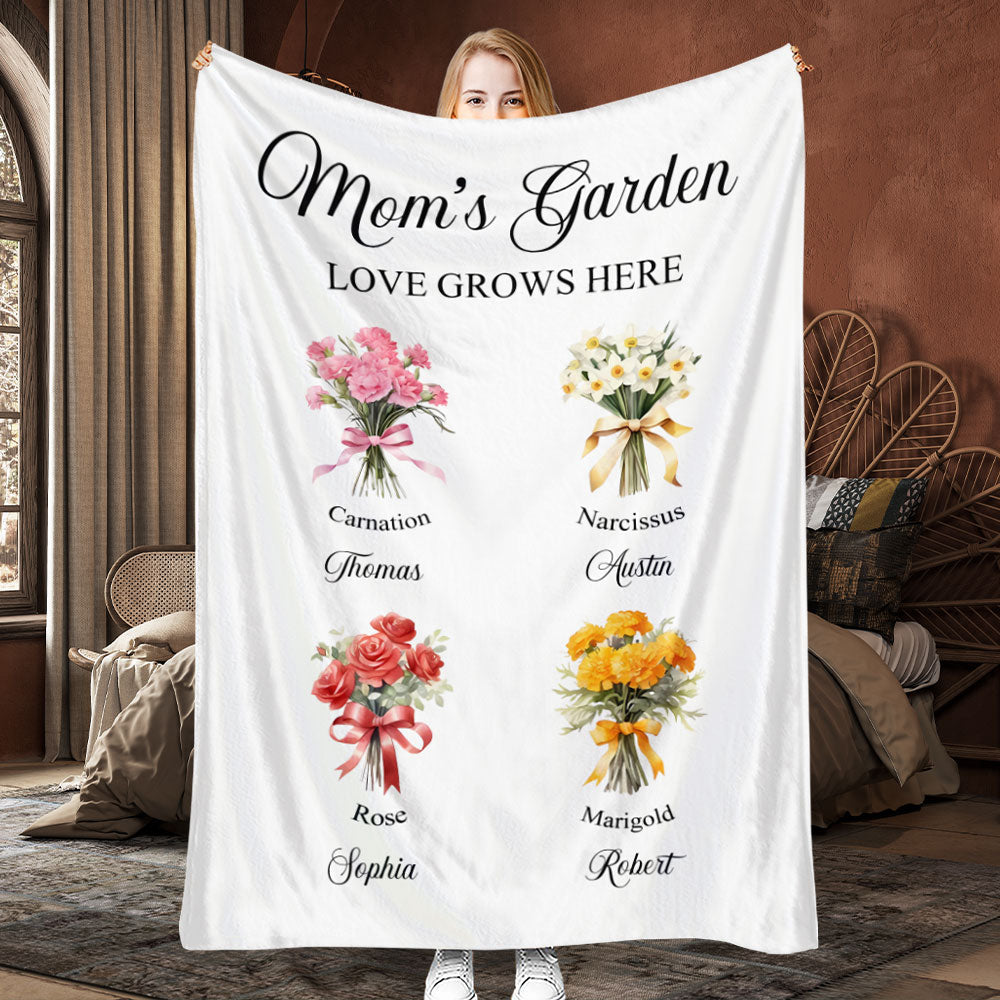 Personalized Gifts For Mom Blanket Mom's Garden-Homacus