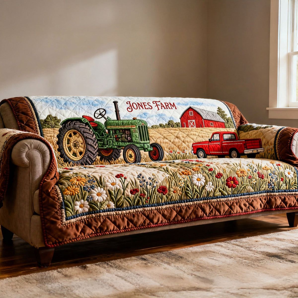 Peaceful Farm Quilted Sofa Cover, Personalized Gifts For Farmers 01QHTI280126-Homacus