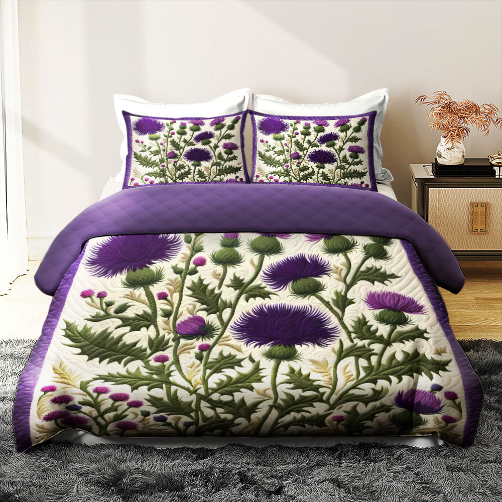 Thistle Flowers Quilt Bed Set 05huti210125-Homacus