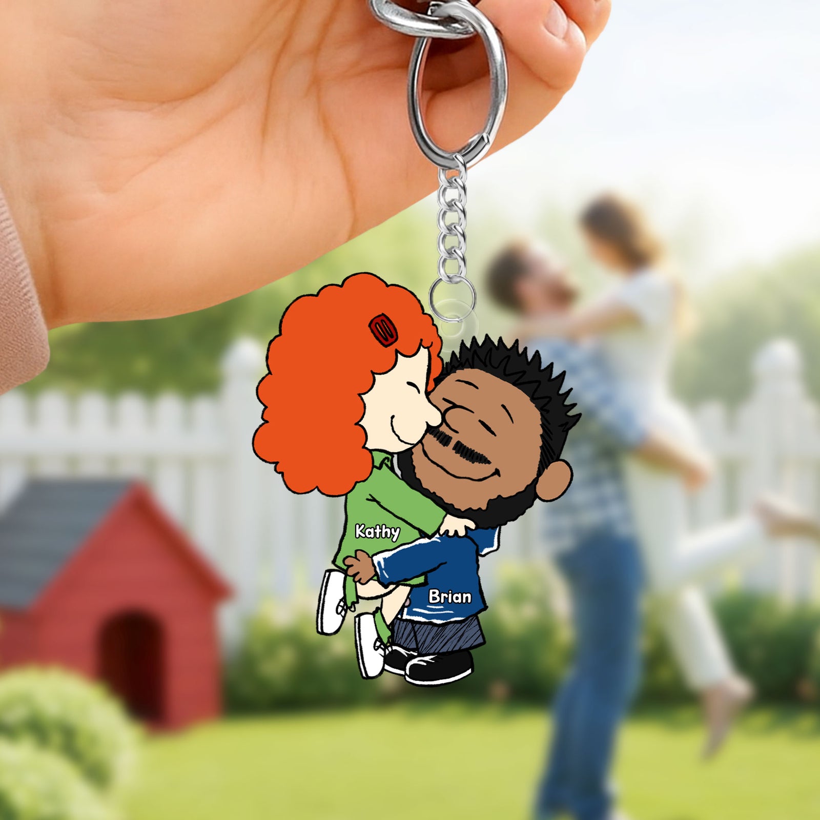 Couple Keychain - Embracing In Love - Personalized Anniversary Gifts For Couple-Homacus