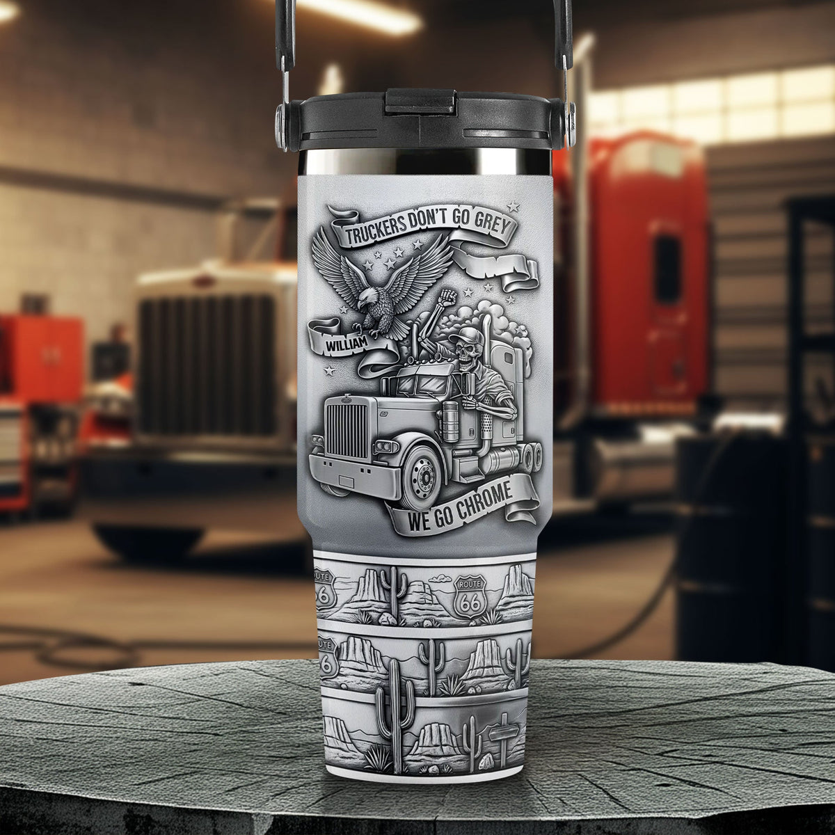 Badass Skull Trucker Tumbler - Personalized Gifts For Trucker 03qhti180625-Homacus