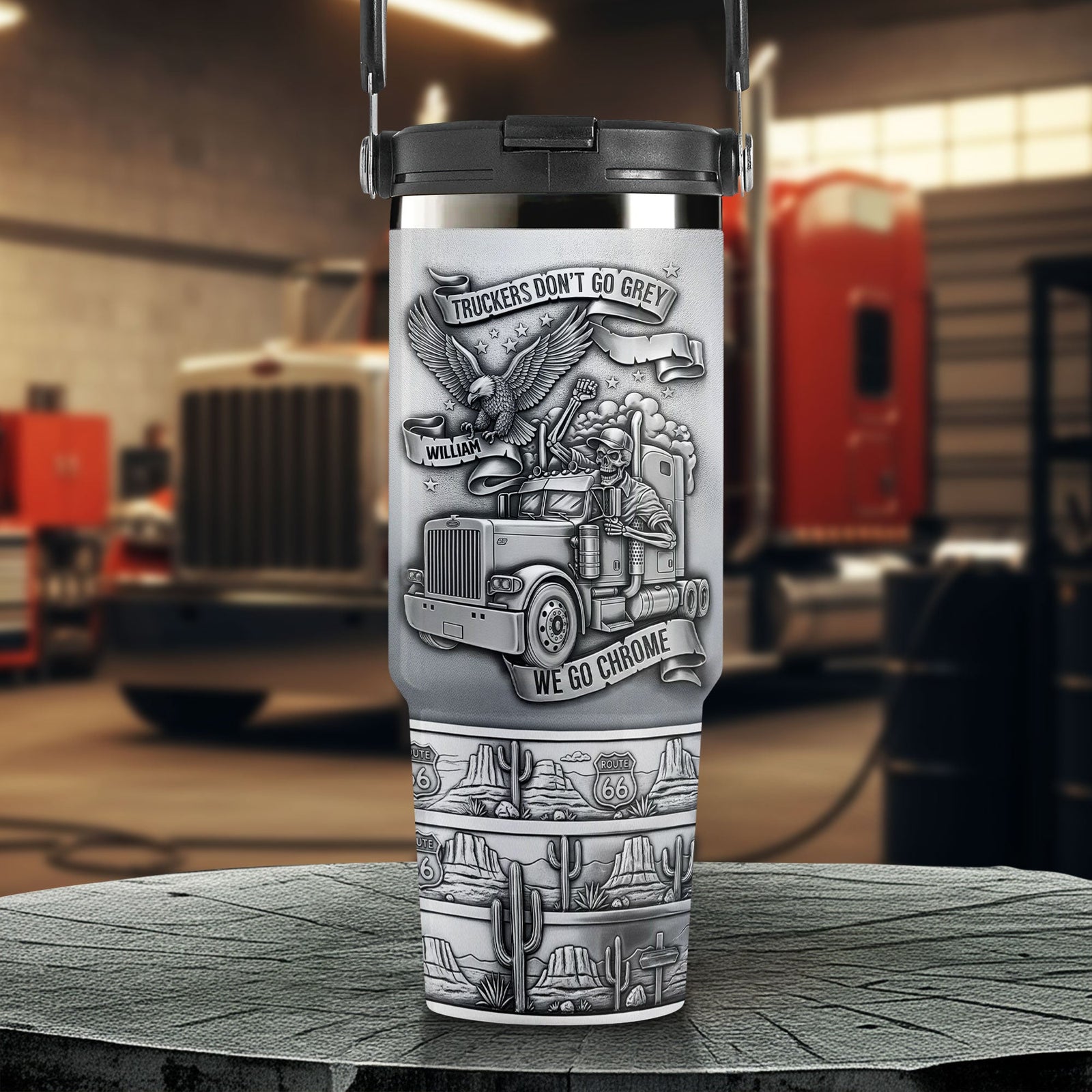 Badass Skull Trucker Tumbler - Personalized Gifts For Trucker 03qhti180625-Homacus