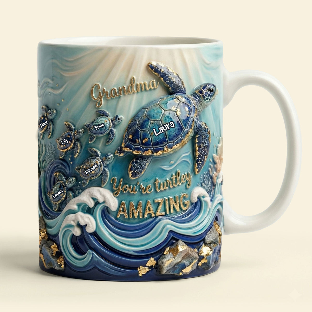 Turtle Mom and Kids Coffee Mug - Personalized Gifts For Mom 04pati140426-Homacus