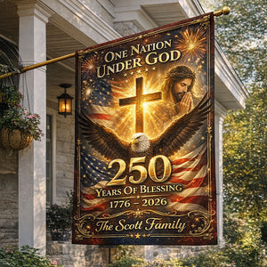 Patriotic 250th Anniversary Christian House Flag - Personalized Gifts For Christians 02HUTI260226-Homacus
