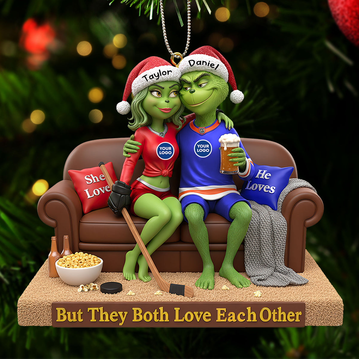 Sporty Green Couple Christmas Ornament - Personalized Gifts For Couple 05huti281025-Homacus