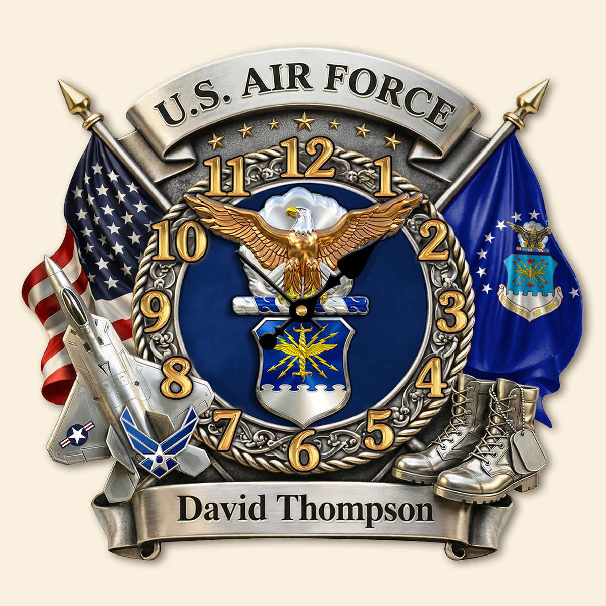 Veteran Wall Clock - Personalized Gifts For Military 1 Layer Acrylic Hanging Wall Clock HUVP030626-Homacus