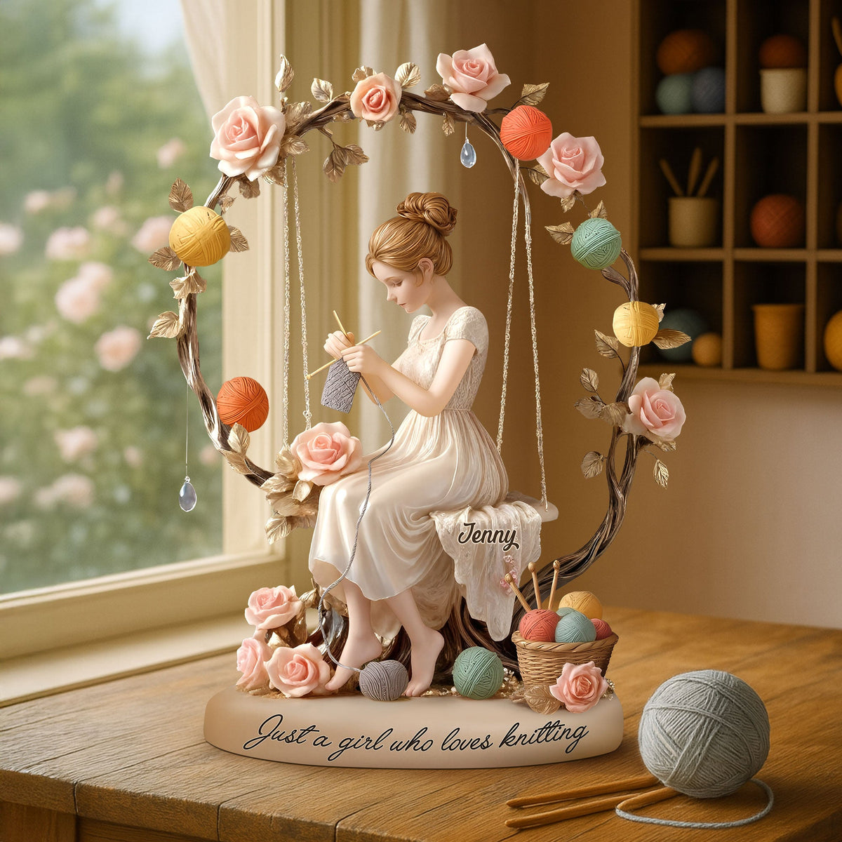 Dreamy Kniting Girl Plaque - Personalized Gifts For Knitting Lovers 02qhti070725-Homacus