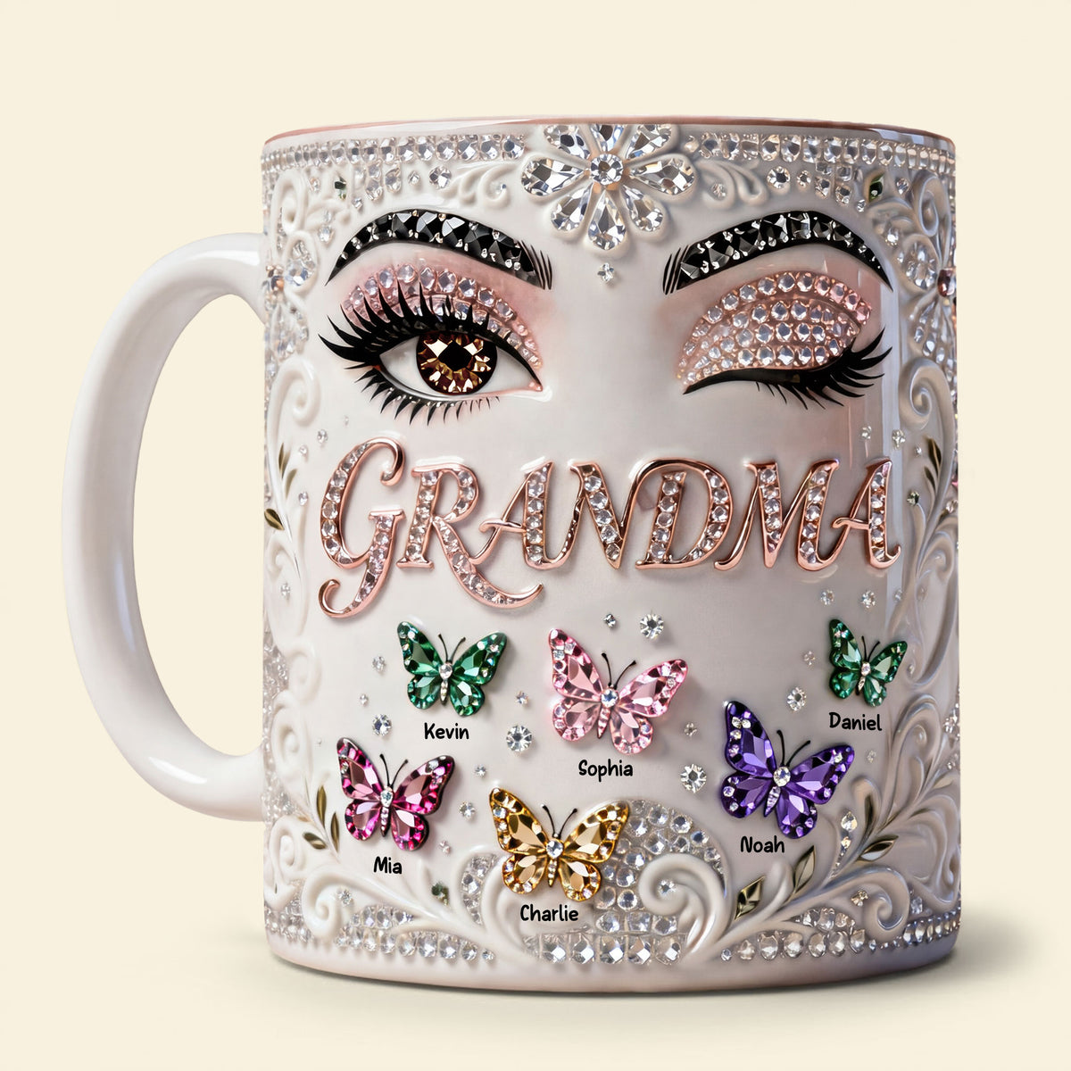 Grandma Butterfly Drinkware Coffee Mug - Personalized Gifts For Mom and Grandma 01nati090326