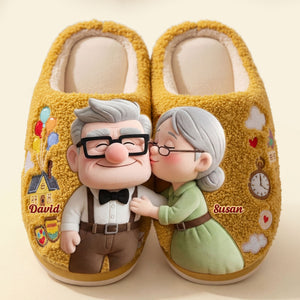 Adventure Of Love Couple Slippers - Personalized Gift For Couples 04PATI261225-Homacus