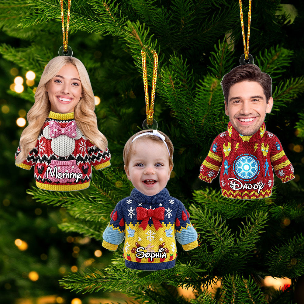 Cute Christmas Sweater Ornament - Custom Photo Gifts For Family 04qhti270825-Homacus