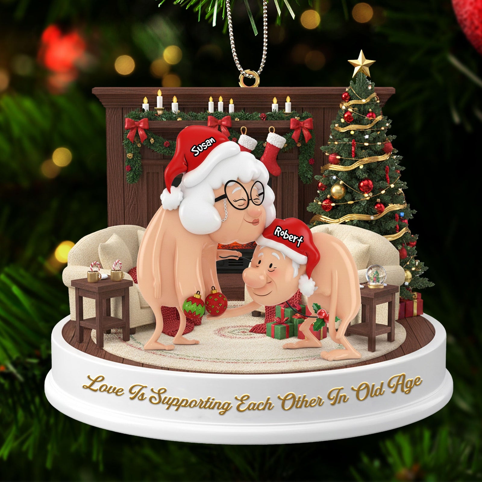 Funny Old Couple Ornament - Personalized Gifts For Couple Christmas Ornament 06NATI231025-Homacus