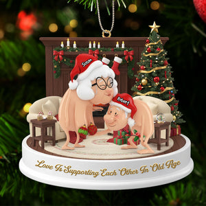 Funny Old Couple Ornament - Personalized Gifts For Couple Christmas Ornament 06NATI231025-Homacus