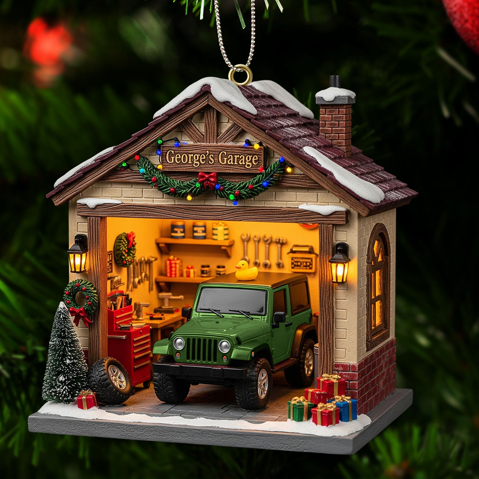 Off Road Car Garage Miniature 1 Side Ornament - Personalized Gift For Christmas Ornament 03PGTI241025-Homacus