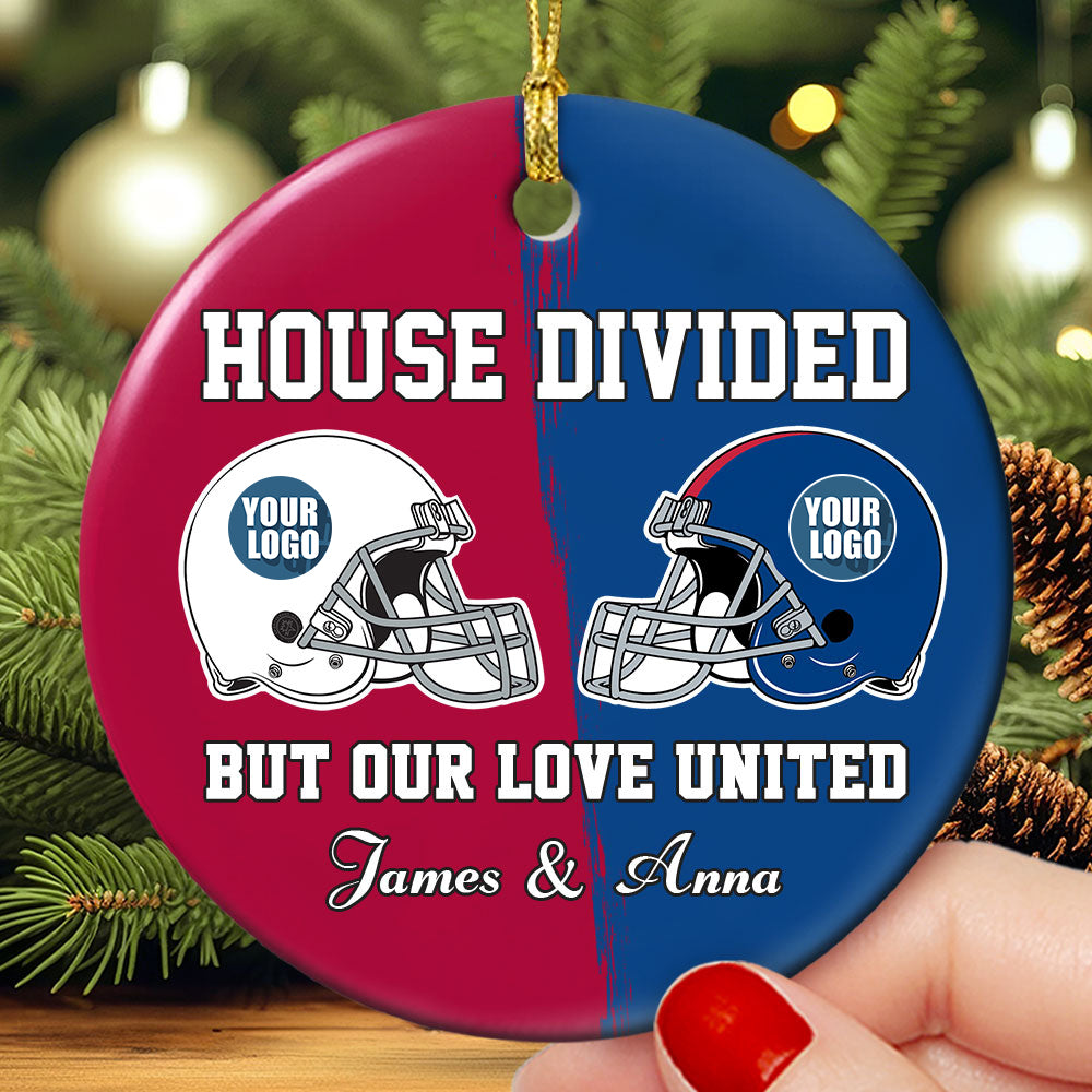 Football House Divided Ornament - Custom Team Logo Gifts For Family Football Fans-Homacus