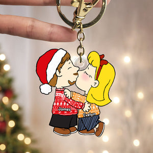 Personalized Gifts For Couple Christmas Keychain Kissing Couple 052ACTI151124HG-Homacus