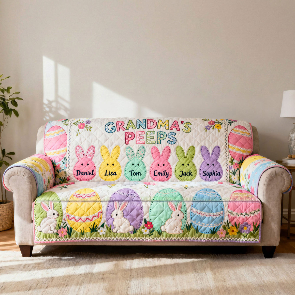 Grandma Peep Quilted Sofa Cover - Personalized Gifts For Grandma 01huti100226-Homacus