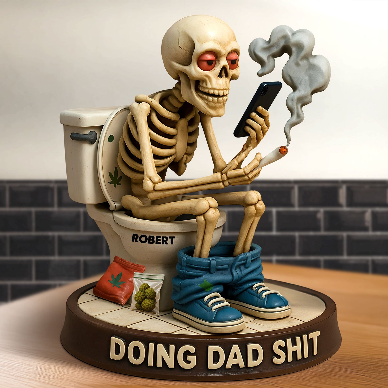 Skeleton Dad Doing Sh*t Plaque - Personalized Funny Christmas Gifts For Dad 04toti160525-Homacus