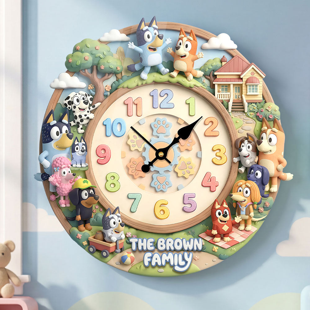 Lovely Characters Hanging Wall Clock - Personalized Gifts For Family 01huti060326-Homacus