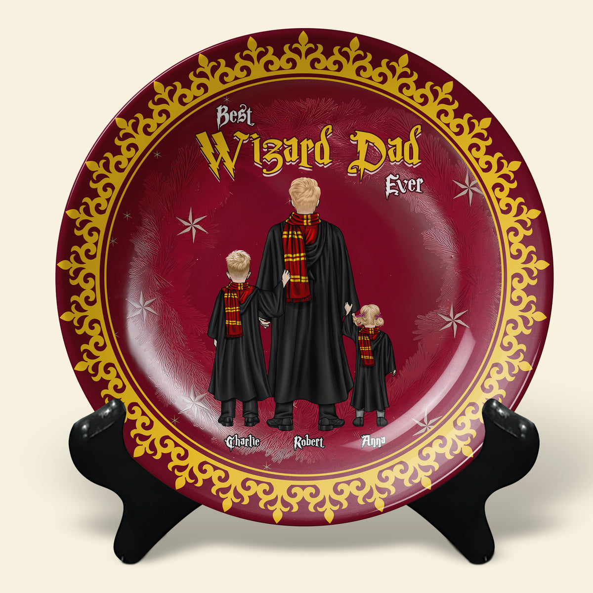Personalized Gifts For Dad Round Plate Best Wizard Dad Ever 04HUTI130325-Homacus