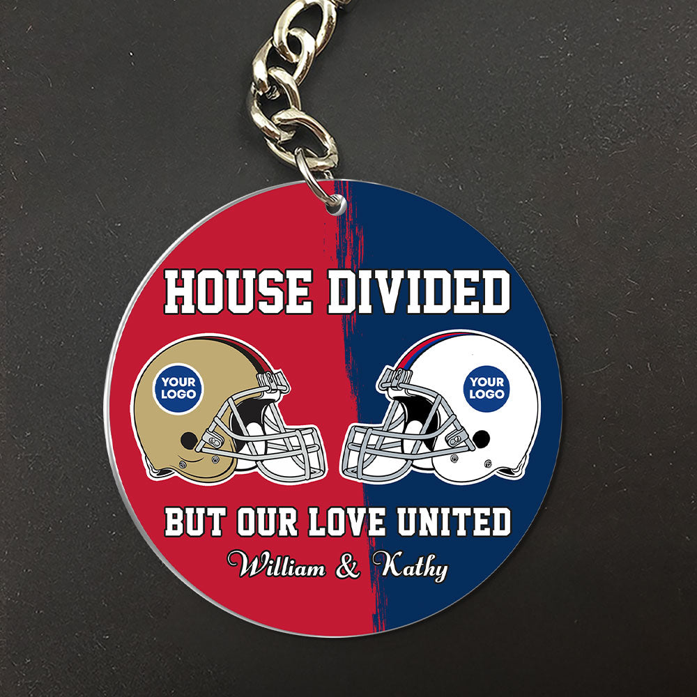 Personalized Gifts For Football Couple Keychain 03huti240125 House Divided-Homacus