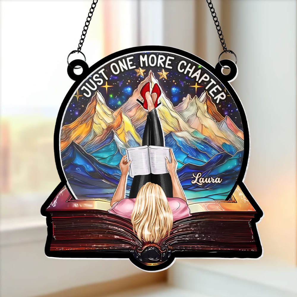 Personalized Gifts For Book Lover Suncatcher Ornament Girl Reading Book 012xqti040125-Homacus
