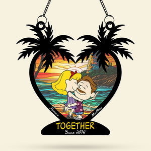 Personalized Gifts For Couple Suncatcher Ornament, Beach Couple Hugging 06nati260724hhhg-Homacus