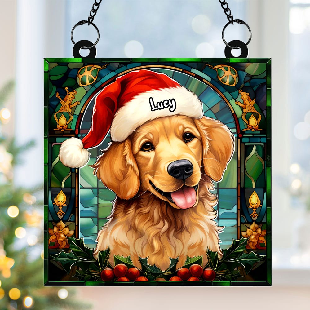 Personalized Christmas Gifts For Dog Lovers Suncatcher Ornament Golden Retriever 04huti090924-Homacus