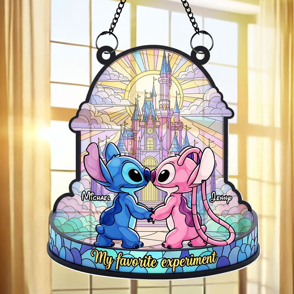 Cute Blue Monster Couple Suncatcher - Personalized Gifts For Couple 04ohti050625-Homacus