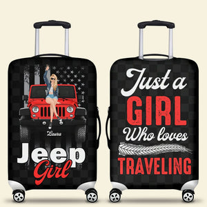 Personalized Gifts For Her Luggage Cover 03kati050724 Just A Girl Who Lovers Traveling-Homacus