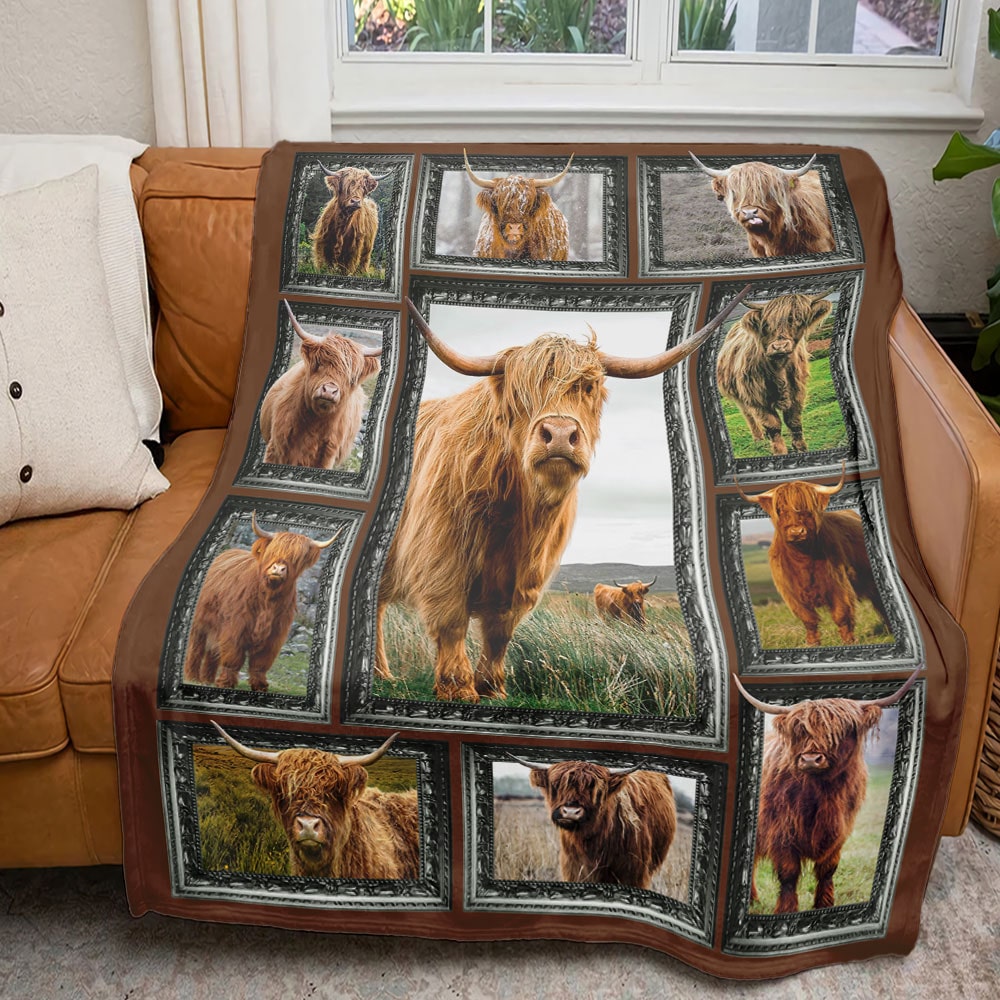 Highland Cow - Personalized Photos Collage Blanket 031qhti311224-Homacus