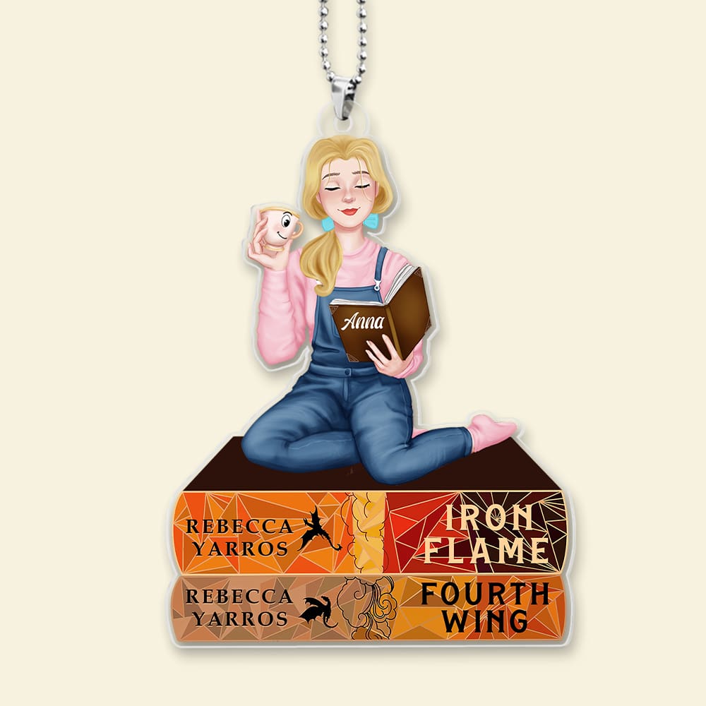 Personalized Gifts For Book Lovers Car Ornament Fourth Wing and Iron Flame Ornament-Homacus