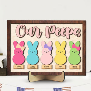 Personalized Easter Gifts Cute Easter Bunnies Kids Wood Sign 01QHTI170224-Homacus