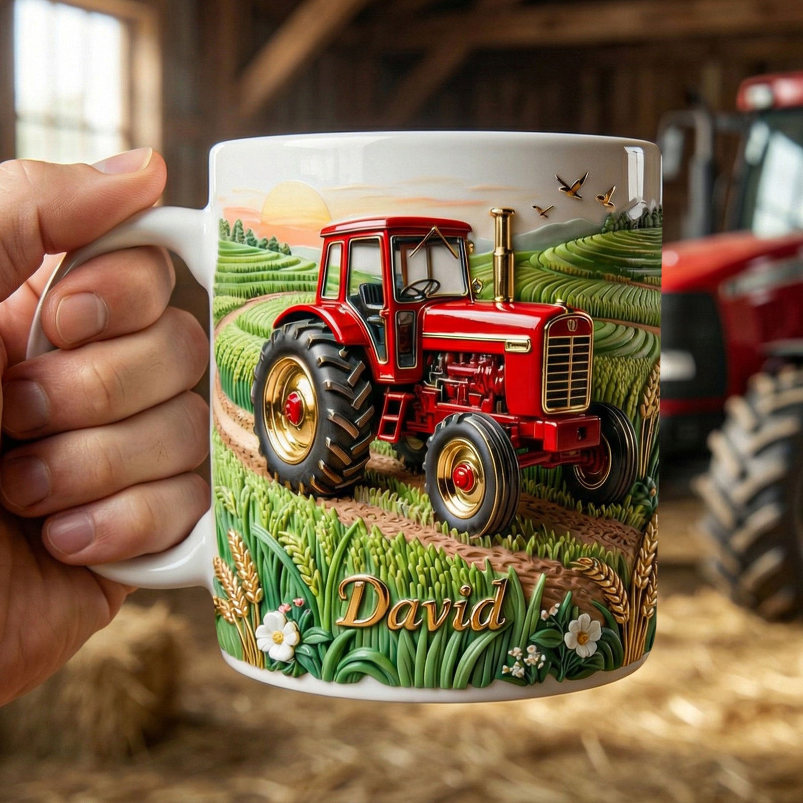 Farmer Tractor Coffee Mug – Personalized Vintage Red Tractor Gift For Farmer Mug 05PGTI110226-Homacus