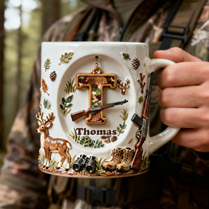 Rustic Hunting Initial Letter Coffee Mug - Personalized Gifts For Hunters 04NATI170126-Homacus