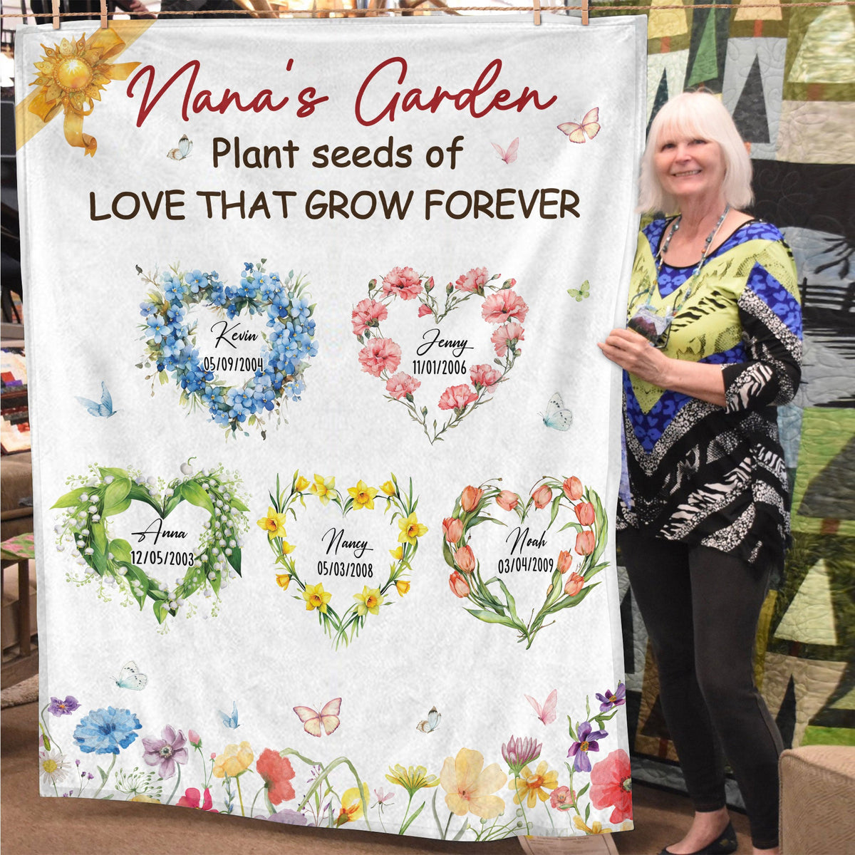 Personalized Gifts For Mom Blanket, Birth Moth Flower Heart 03qhti280325-Homacus