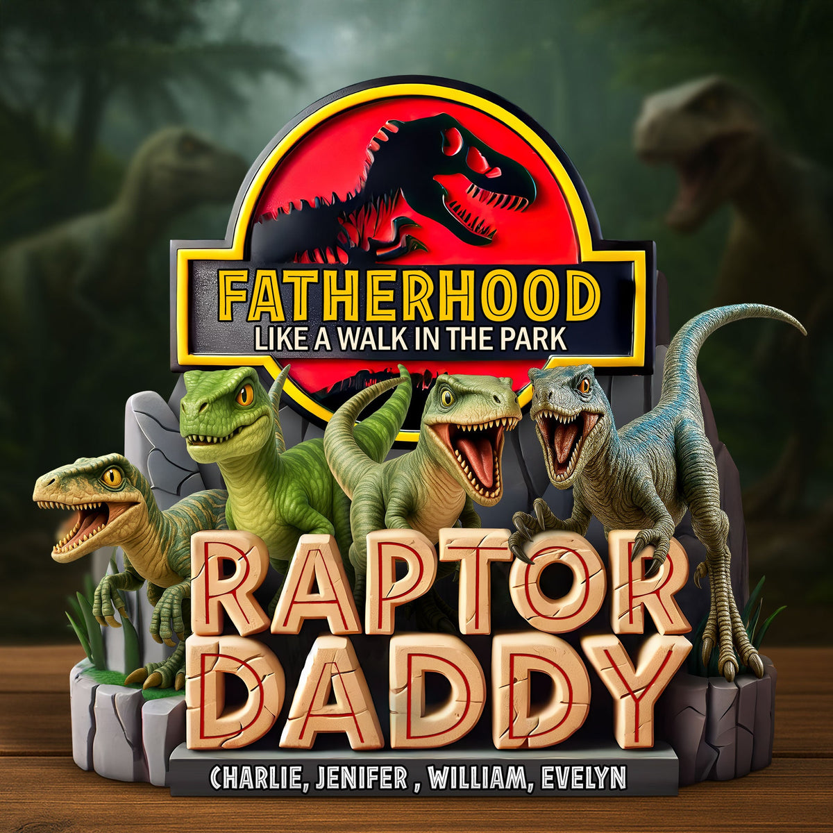 Dino Dad Acrylic Plaque - Personalized Gifts For Father 01HUTI250425-Homacus