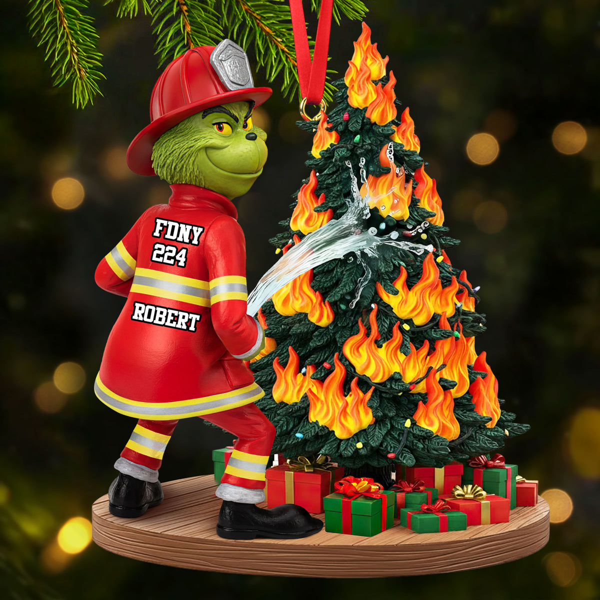 Funny Green Firefighter Ornament - Personalized Gifts For Firefighter 05huti071025-Homacus