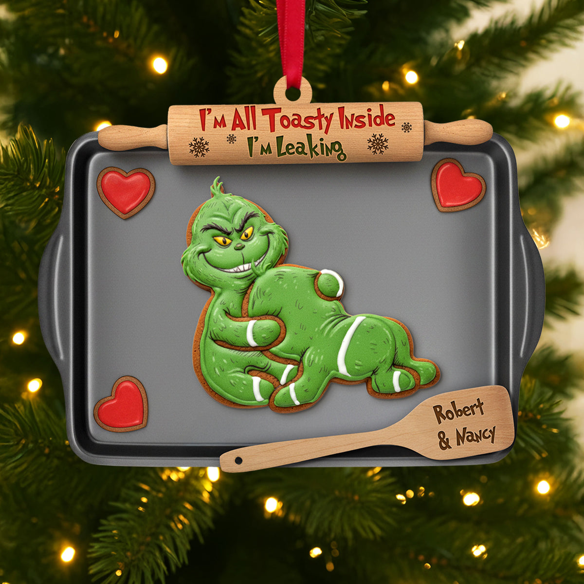 Mischievous Green Gingerbread Couple Ornament, Personalized Gifts For Couple 02qhti180925-Homacus
