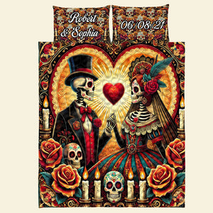 Personalized Gifts For Skull Couple Quilt Bedding Set Special Line 11xqti070125-Homacus