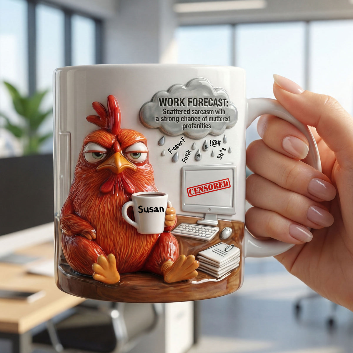 Attitude Rooster Office Worker Work Forecast Coffee Mug, Personalized Gifts For Coworker 05QHTI230126-Homacus