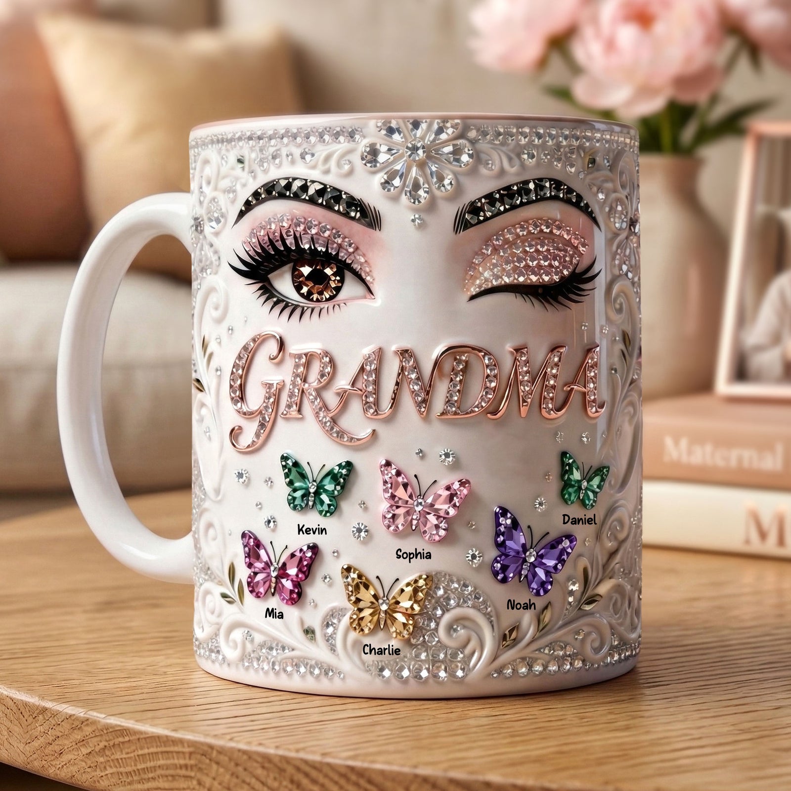 Grandma Butterfly Drinkware Coffee Mug - Personalized Gifts For Mom and Grandma 01nati090326-Homacus
