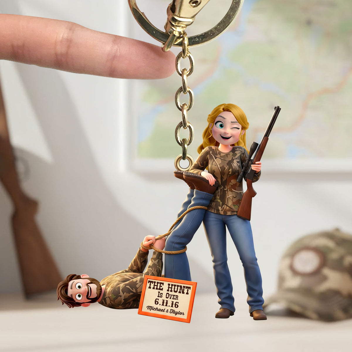 Hunting Couple Keychain - Personalized Gifts For Couple Keychain 02HUTI190126HG-Homacus