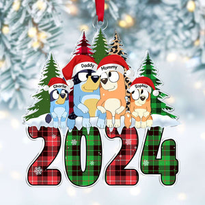 Personalized Gifts For Family, Dogs Sitting Christmas Tree Ornament 02OHTI011124-Homacus