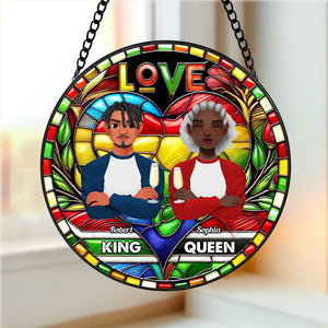 Personalized Gifts For Black Couple Stained Glass, Proud King & Queen 04qhti030125pa-Homacus