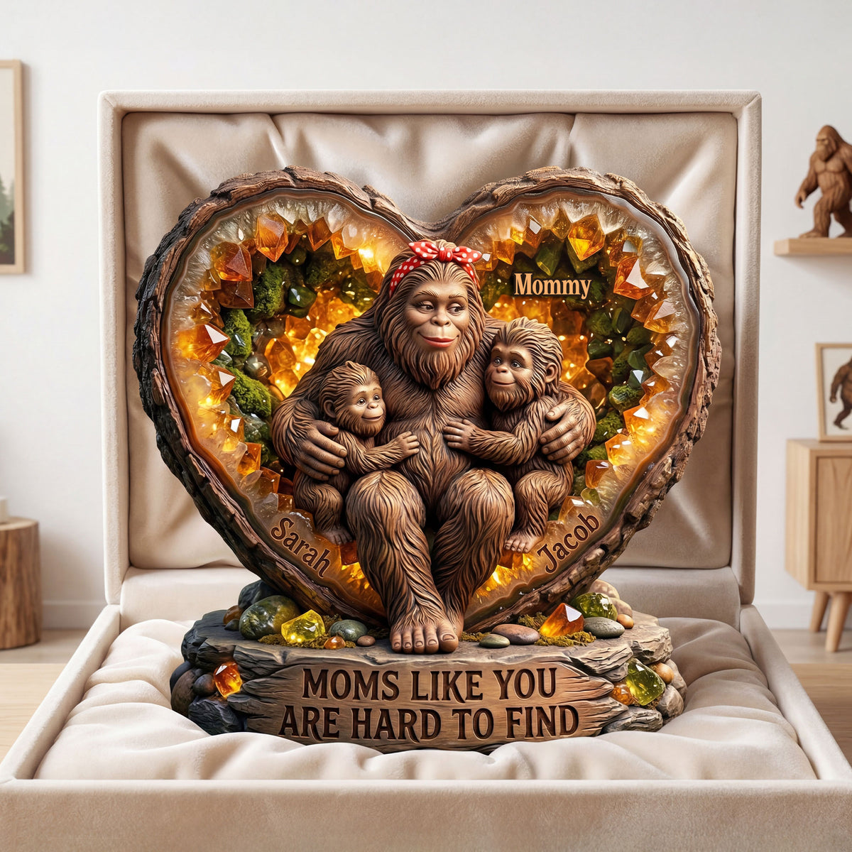 Sasquatch Mom And Kids Acrylic Plaque - Personalized Gifts For Mother's Day Plaque 04HUTI020426-Homacus