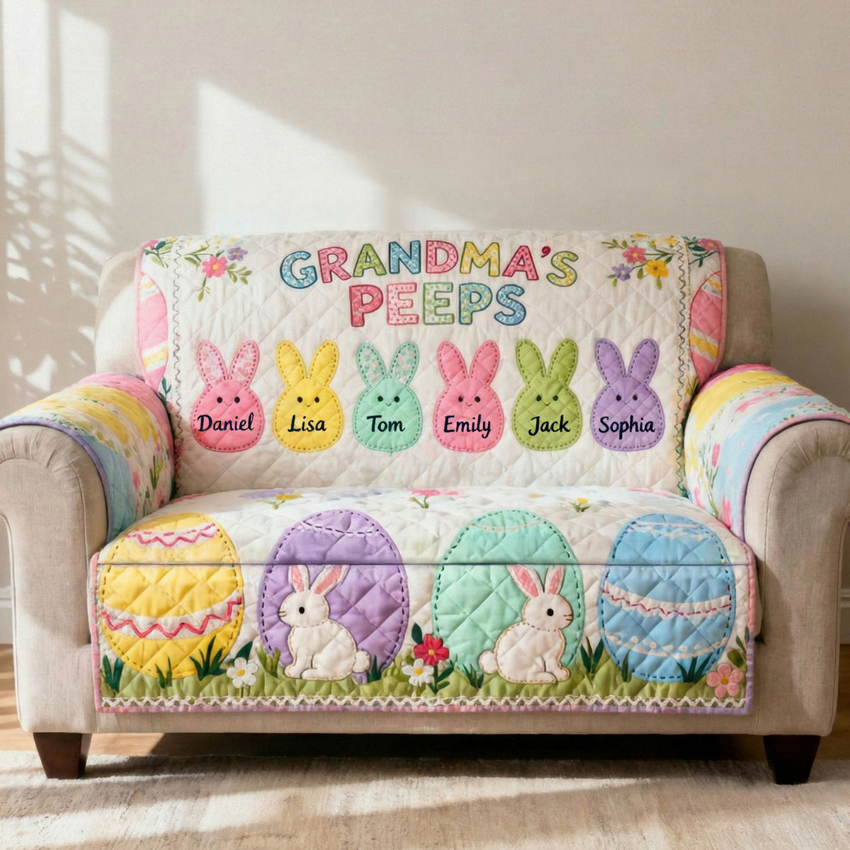 Grandma Peep Quilted Sofa Cover - Personalized Gifts For Grandma 01huti100226-Homacus