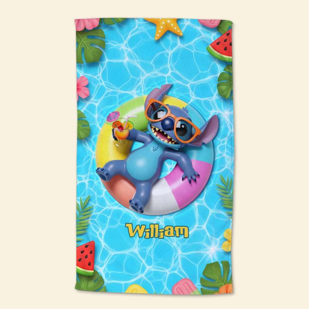 Cute Ailen Beach Towel - Personalized Gifts For Cartoon Lovers 01pgti010825-Homacus
