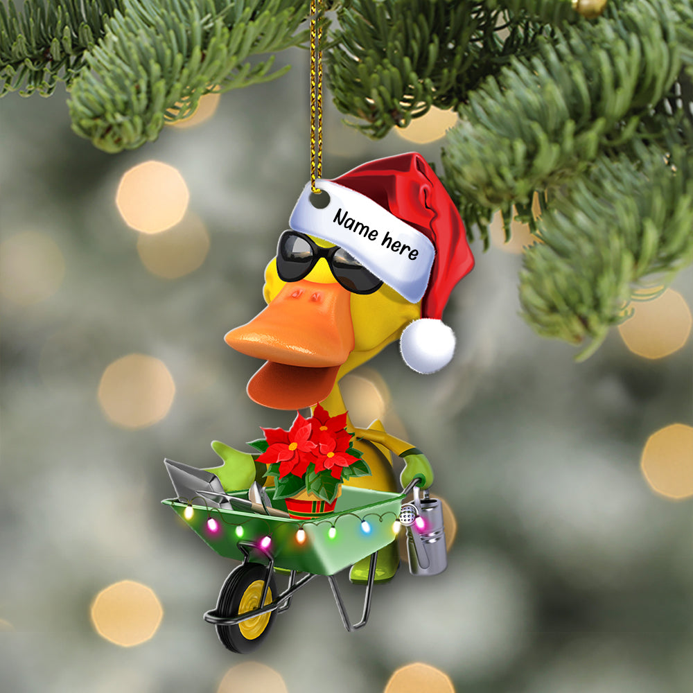 Gardening Duck - Personalized Christmas Ornament- Christmas Gift For Gardeners-Homacus